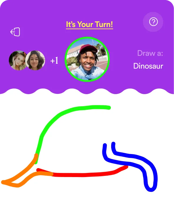 Shared dinosaur sketch in Imposter Artist after first round